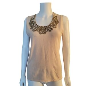 Cyrus Sleeveless Knit Top Metallic Embellishments Size S
